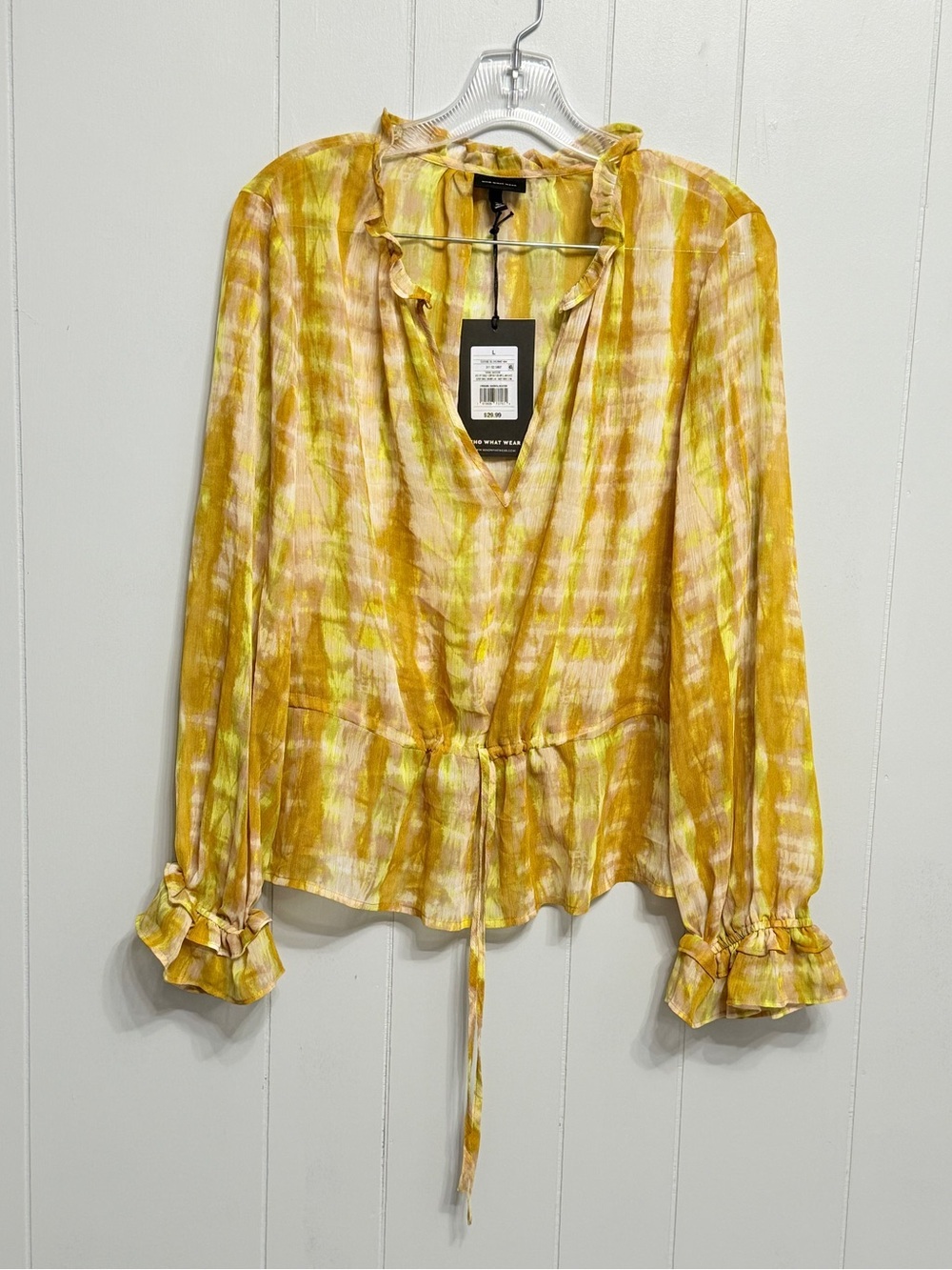 #16) NWT Lightweight Yellow Tie-Dye Drawstring Women's Blouse
